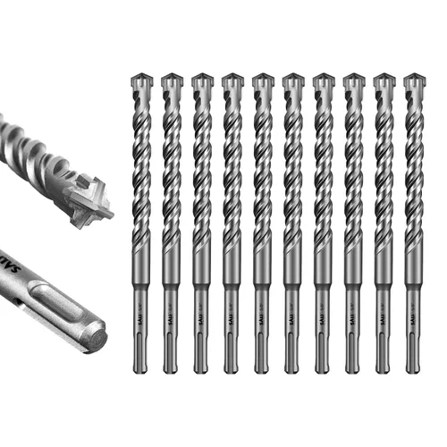 Vista 47 de SALI 10 brocas de martillo giratorio SDS Plus de 1/2 x 6 pulgadas, kit de broca para hormigón, material de carburo de doble rosca de tipo cruzado