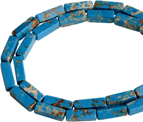Vista 5 de Espaciador de tubo rectangular de amazonita de piedra natural de 0.157 x 0.512 in, cuentas sueltas para manualidades, pulseras, collares, joyería