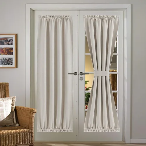 Vista 111 de NICETOWN Cortinas de Lino para Puerta Lateral - Cortinas Opacas con Aislamiento Térmico para Puerta Delantera Francesa para Sombra Pequeña