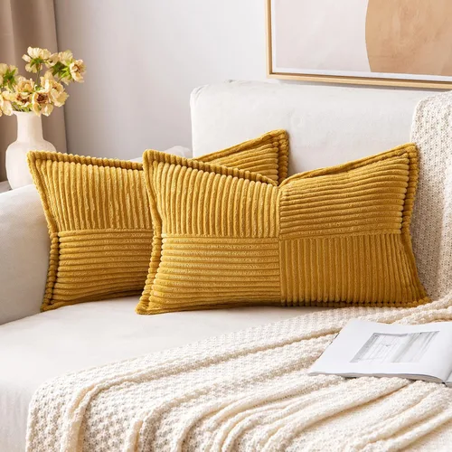 Vista 44 de MIULEE - Juego de 2 fundas de almohada beige de 12 x 12 pulgadas con entretejido, fundas de almohada a rayas bohemias supersuaves con textura