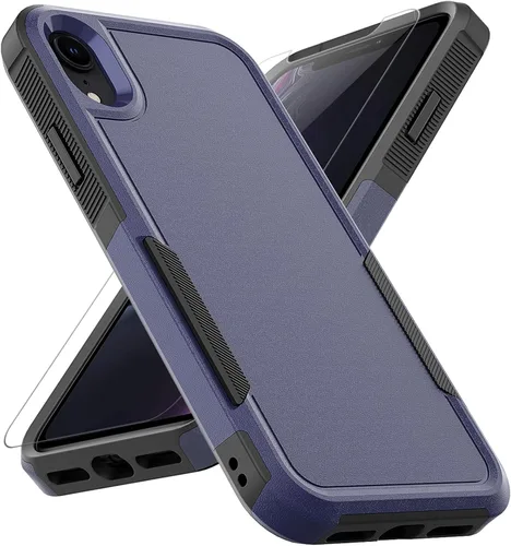 Vista 8 de Funda para iPhone XR: funda protectora de doble capa resistente para teléfono celular, a prueba de golpes, resistente, con protector de pantalla