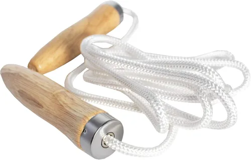Vista 2 de Cannon Sports Cuerda de saltar blanca con asas pesadas de madera para gimnasio en casa, entrenamiento y viajes de fitness (8.5 pies)