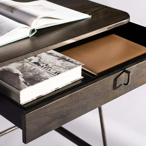 Vista 4 de SAFAVIEH Couture Home Collection Ferrell - Escritorio moderno con 2 cajones de nogal oscuro