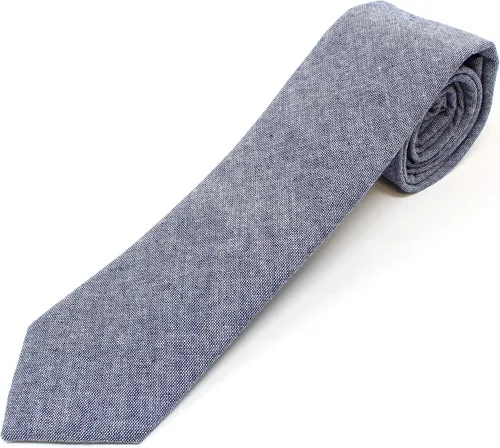 Vista 8 de Corbata delgada de algodón cambray para hombre, estilo desgastado texturizado - 2 1/2 pulgadas de ancho