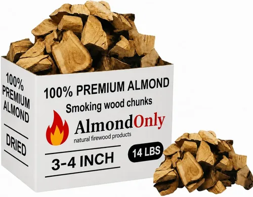 Vista 11 de Trozos de madera de almendro para ahumar de 1 a 2 pulgadas, 100% tostados, trozos de barbacoa premium para ahumar y asar a la parrilla, perfectos