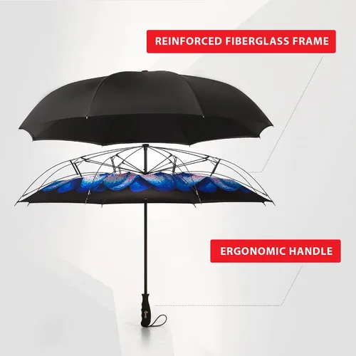 Vista 5 de Repel Umbrella Inverted Umbrella for Rain - Windproof Reverse Umbrella w 8 Fiberglass Reinforced Ribs - Easy OpenClose Upside Down Umbrella - Large