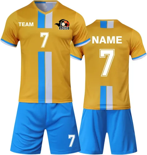 Vista 11 de Camiseta de fútbol personalizada para niños/niños/niñas/hombres/mujeres, camiseta y pantalón corto de fútbol personalizado con número de nombre