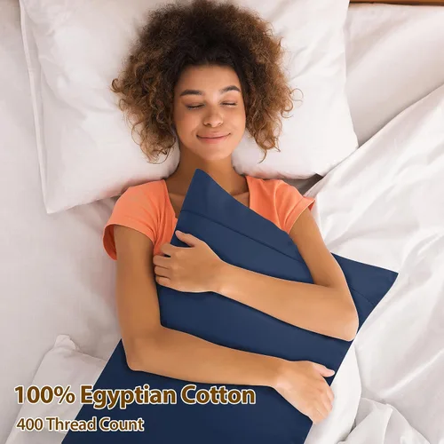 Vista 175 de Juego de 2 fundas de almohada 100% de algodón egipcio, fundas de almohada refrescantes de 400 hilos, fundas de almohada suaves y transpirables