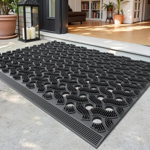 Vista 14 de DEXI - Tapete para puerta de entrada exterior, 36 x 48 pulgadas Nubs de cono negro