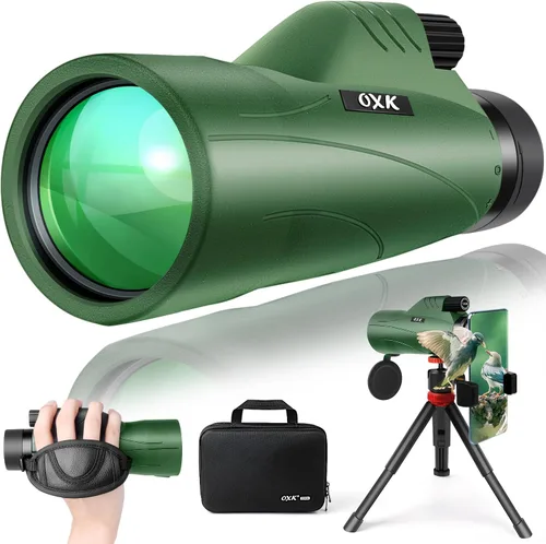 Vista 9 de Telescopio monocular de alta potencia 12x56 para adultos con bolsa de Verde