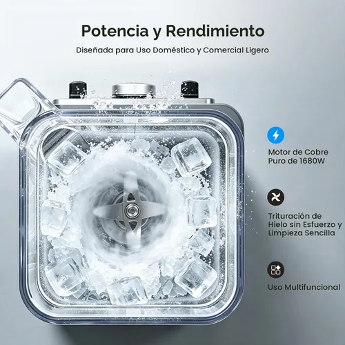Vista 4 de Bleou Licuadora comercial de batido de 1680 W con marcación rápida y pulso