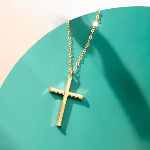 Vista 7 de Ross-Simons Italian 14kt Yellow Gold Cross Necklace