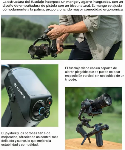 Vista 4 de FeiyuTech SCORP 2 Estabilizador de cardán para cámara DSLR y sin espejo, seguimiento integrado de Al, estabilizador de cámara de 3 ejes compatible