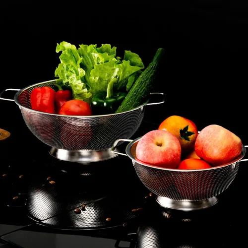 Vista 8 de Gulex Colador de acero inoxidable de 3 cuartos, colador para alimentos de cocina, apto para lavavajillas