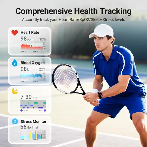 Vista 3 de Fitpolo Smart Watches for Men Android iPhone (2 Bands), [1.85" AMOLED Screen] Smartwatch Fitness Tracker 3ATM Waterproof with Bluetooth Calls, Heart