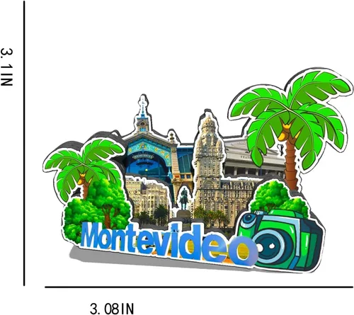 Vista 3 de Uruguay Montevideo - Imán de madera para nevera, monumentos 3D, recuerdos coleccionables, decoración hecha a mano -578