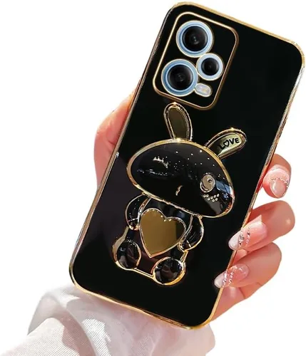 Vista 11 de Funda de silicona compatible con Redmi Note 12 Pro + con bonito soporte de conejo de dibujos animados para Redmi Note 12 Pro + delgado TPU