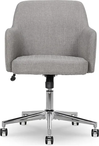 Vista 4 de Amazon Basics Silla de oficina moderna para el hogar con ruedas de rodamiento suave, altura ajustable, giro de 360 grados, gris claro