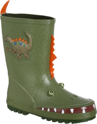 Vista 4 de Botas de lluvia de dinosaurio para niño, Roaring Dino Verde