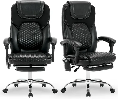 Vista 10 de MALOL Silla de oficina de masaje de 300 libras, silla de escritorio grande y alta con 3 niveles de calor y reposapiés, silla ejecutiva ergonómica