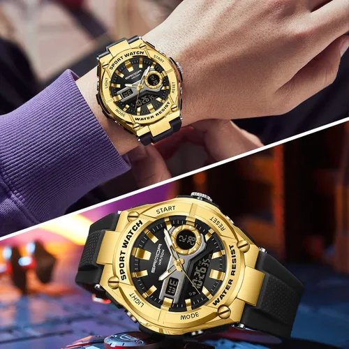Vista 5 de RORIOS Reloj digital para hombre, relojes militares deportivos con temporizador de alarma, relojes de pulsera luminosos, reloj multifunción