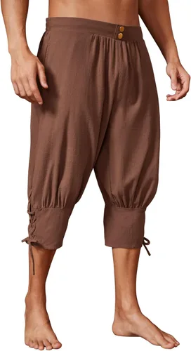 Vista 8 de Runcati Pantalones cortos de pirata, medievales, renacentistas, para Marrón