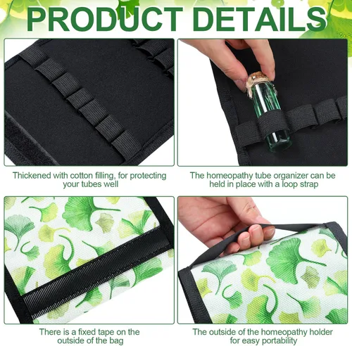 Vista 3 de Nuenen Paquete de 2 cajas de almacenamiento plegables para homeopatía, caja organizadora de homeopatía, estuche de transporte homeopático para 42