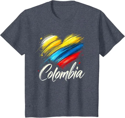 Vista 20 de Camiseta de orgullo colombiano con corazón de la bandera de Colombia