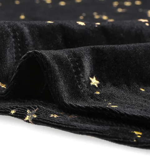 Vista 6 de Allegra K Mini vestido de terciopelo vintage con cuello cuadrado y estrellas de Navidad para mujer