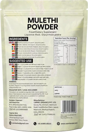 Vista 8 de Polvo de regaliz Glycyrrhiza puro Mulethi Yashtimadhu - Tamaño - 8.01 oz de media libra