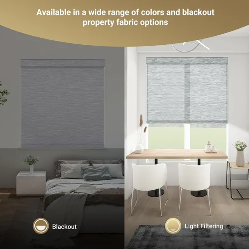 Vista 3 de Persianas enrollables opacas para ventanas, inalámbricas, tela jacquard, persianas enrollables, tela con aislamiento térmico y protección UV