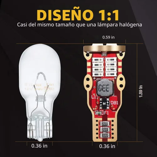 Vista 3 de PHINLION Bombilla LED 912 921 de 3ª luz de freno, 922 906 luces interiores Rojo