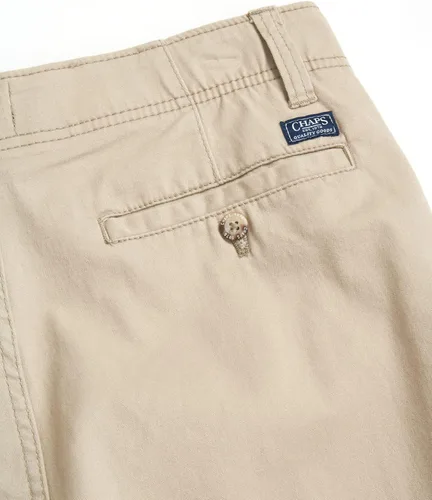 Vista 4 de Chaps Pantalones cortos para hombre - Pantalones cortos caqui de ajuste clásico - Parte delantera plana por encima de la rodilla Pantalones cortos