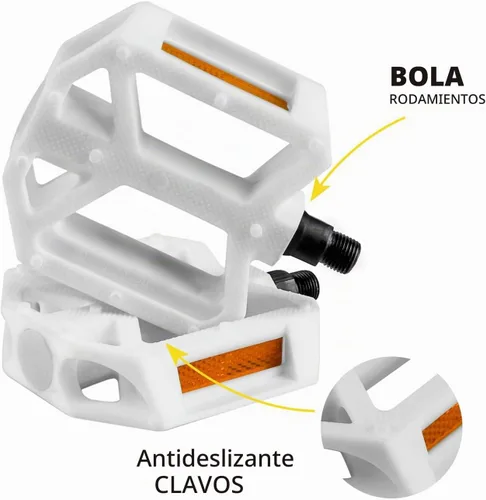 Vista 4 de AVASTA Durable Polypropylene Bicycle Pedals with Reflector for Mountain Bike Road Bike and Other Bicycles,Two Thread Size（9/16”&1/2“）