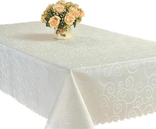 Vista 15 de Mantel EcoSol Designs de microfibra, con estampado de damascos, resistente a las arrugas y las manchas
