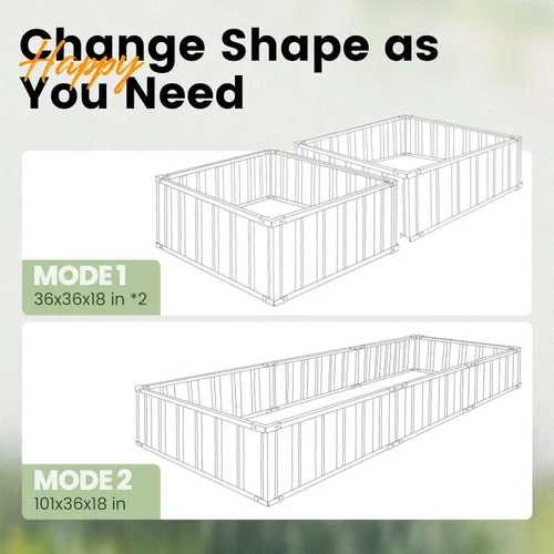 Vista 7 de KING BIRD - Cama de jardín elevada galvanizada con 2 métodos de instalación para bricolaje, kit de caja de maceta elevada de 101 x 36 x 18 pulgadas