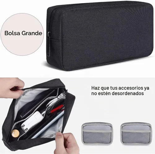 Vista 5 de CAAORDKSO Funda para accesorios electrónicos, organizador electrónico para cables de viaje, bolsa de almacenamiento impermeable portátil para disco