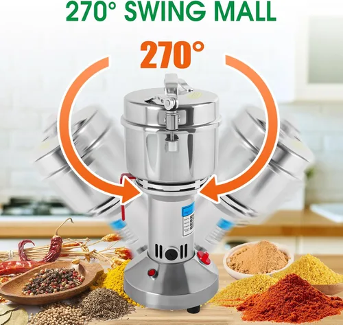 Vista 5 de Molinillo de Grano Eléctrico de 2000W - Molinillo de Alimentos de Acero Inoxidable de Alta Velocidad de 550g para Café, Especias, Frutos Secos