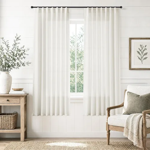 Vista 38 de Jowels Natural Linen Curtains 96 Inches Long 2 Panels for Living Room