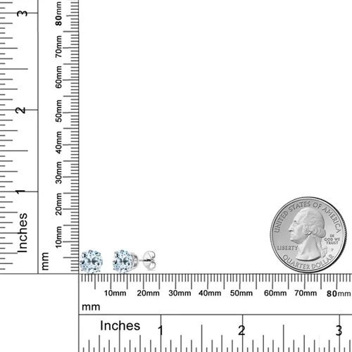 Vista 30 de Gem Stone King Aretes de plata de ley 925 con piedra natal redonda de 0.276 in para mujer