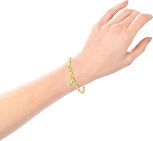 Vista 5 de Pulseras para mujer de acero inoxidable dorado y plateado de 0.157 in con cuentas elásticas