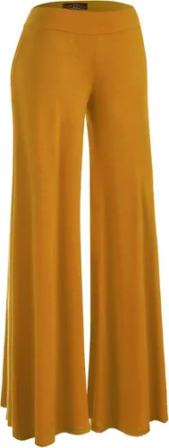 Vista 2 de Made by Johnny Pantalones palazzo elásticos de pierna ancha para mujer, lisos, casuales, cómodos