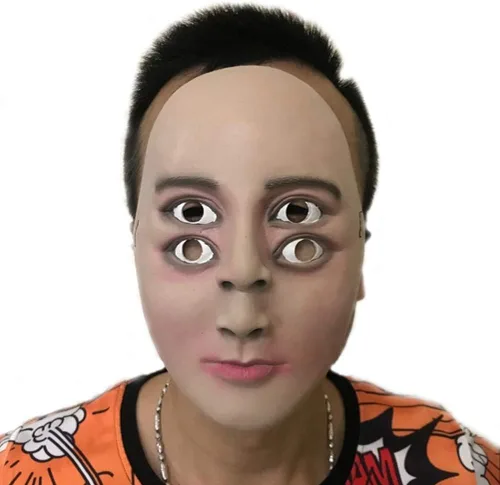 Vista 4 de Amosfun Máscara de Halloween para fiesta de terror máscara de látex de cuatro ojos accesorios de cosplay