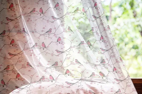 Vista 37 de Ambesonne Cortinas de tul Eiffel con bolsillo para barra, globos retro de corazón de café, remolinos de hito francés, cortina transparente