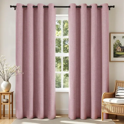Vista 33 de Joydeco Cortinas opacas de 84 pulgadas de largo, 2 paneles burg, cortinas de oscurecimiento de habitación para dormitorio, cortinas térmicas Negro