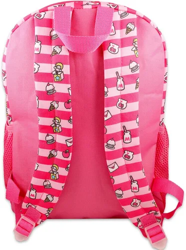 Vista 2 de SANRIO Juego de mochila Hello Kitty ~ Bolsa escolar Hello Kitty de 16 pulgadas, calcomanías, botella de agua y más suministros escolares
