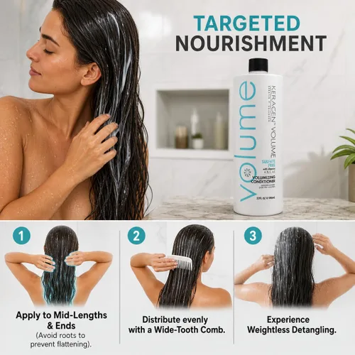 Vista 4 de KERAGEN - Acondicionador voluminizador para cabello fino con queratina y colágeno, sin sulfato de 32 onzas - Añade grosor, hidrata y mejora
