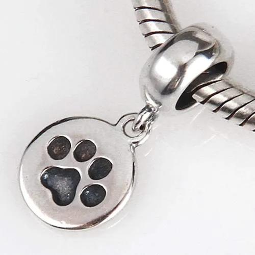 Vista 2 de Charm de pata de perro de cachorro de plata de ley 925 para perro pulsera Pandora, Plata esterlina