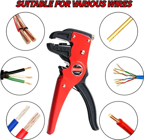 Vista 2 de WISEUP Pelacables y cortador automático de tiras rápidas, alicates de punta de águila (7 pulgadas), cortador de cables 2 en 1 para cables
