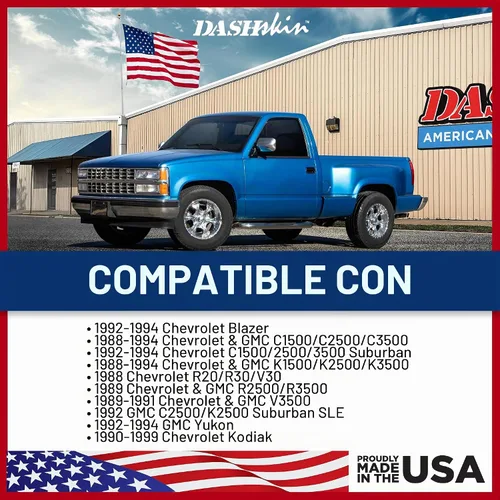 Vista 3 de DashSkin Cubierta de plástico moldeado para salpicadero compatible con 1988-1994 C1500 C2500 C3500 K1500 K2500 K3500 Silverado Sierra Tahoe Yukon
